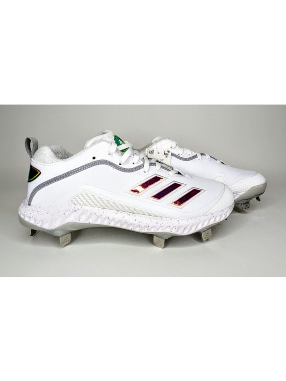 Adidas Icon 6 Bounce ECP Prizm Metal Baseball Cleats White FX4123 Mens Size 7.5